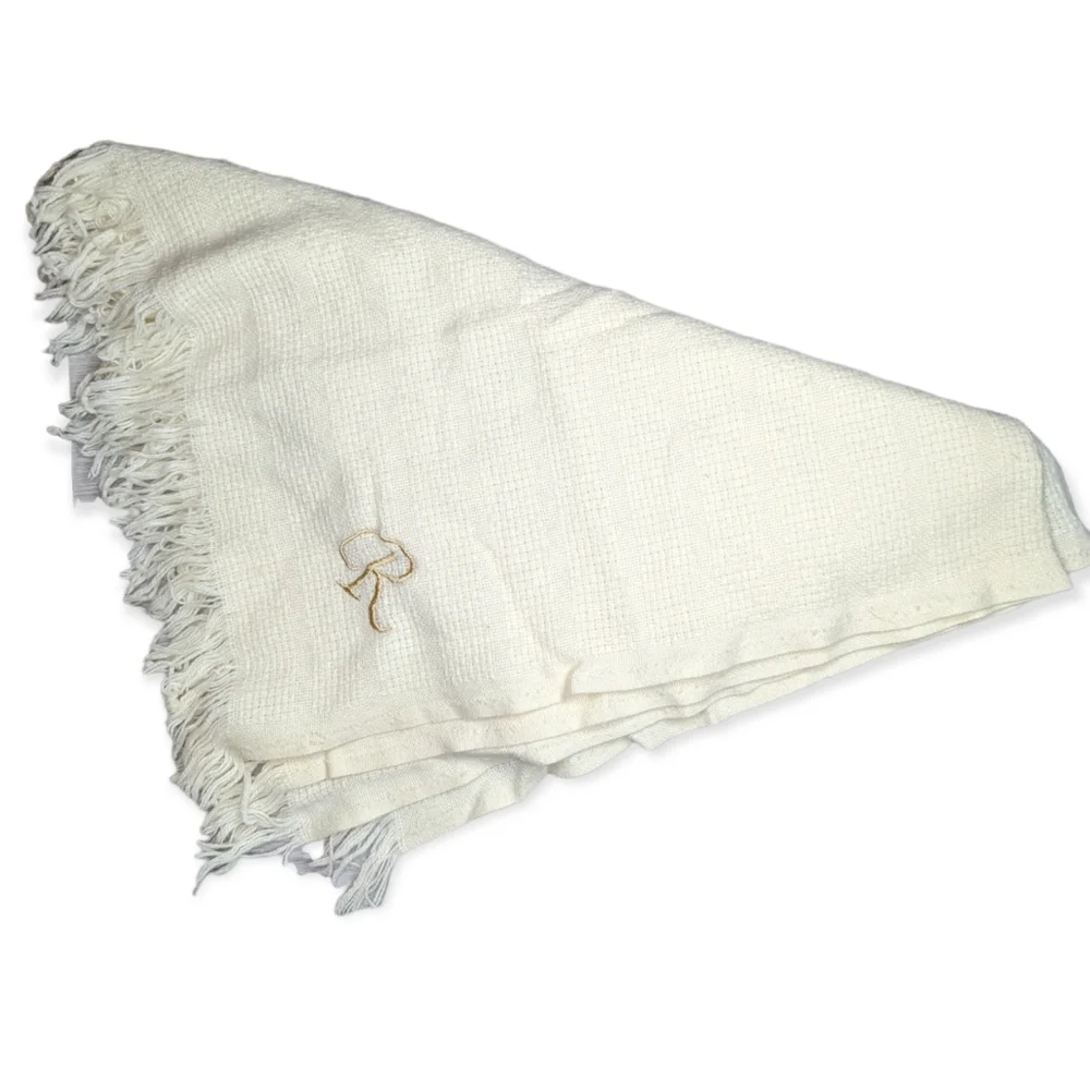 Throw Blanket in Ivory with a R Monogrammed
